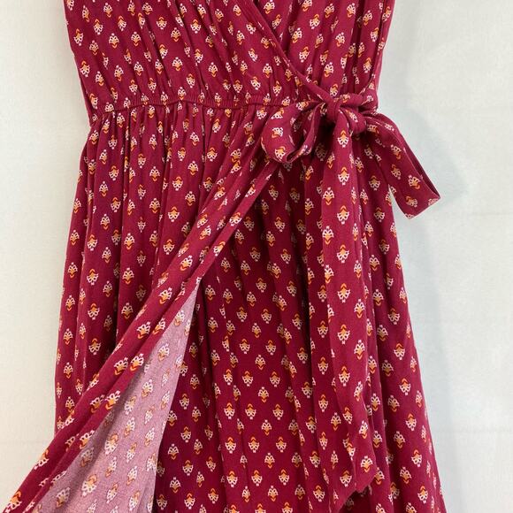 Xhilaration Floral Faux Wrap Maxi Dress Women Size S Red Cottagecore Ruffle Boho - Picture 3 of 11
